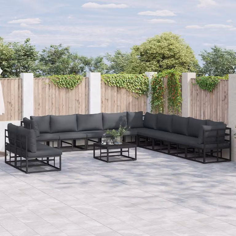 Maison Exclusive - Set da giardino composto da 11 pezzi, colore nero, in alluminio