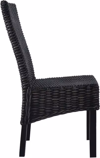 Sedie da Pranzo 6 pz Nere in Rattan Kubu e Legno di Mango 275470