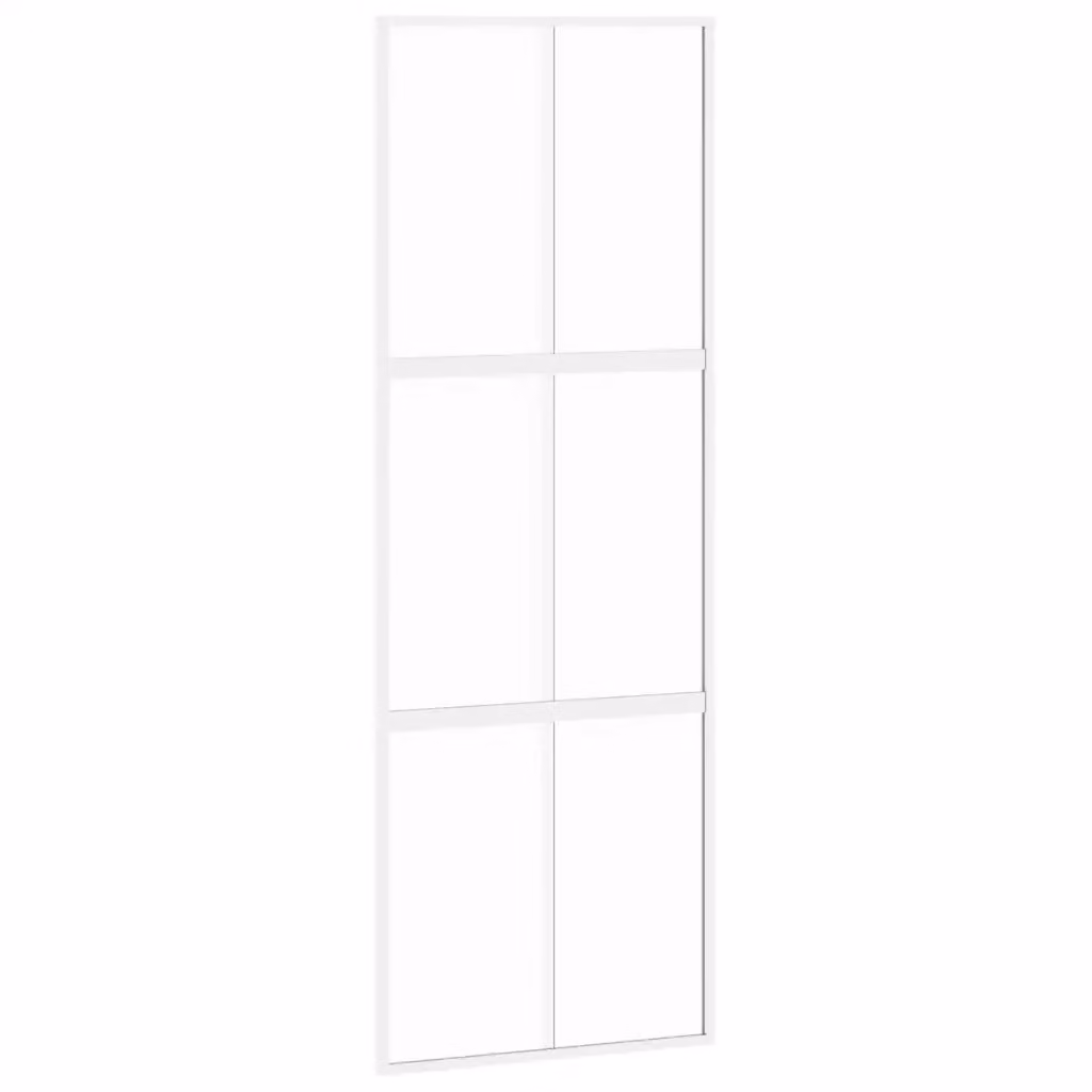Porta Scorrevole vidaXL in Vetro Trasparente e Alluminio, Bianca, L: 76 cm, H: 205 cm – 2