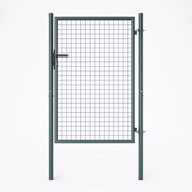 Cancello Pedonale in Metallo Verde 106x171 cm con Chiave per Recinzione Giardino