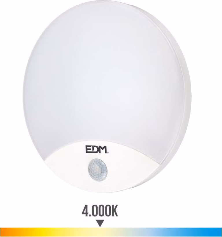 Lampada da parete rotonda per esterni a led 15w 4000k ip54 ø25x4,9mm con sensore di movimento edm