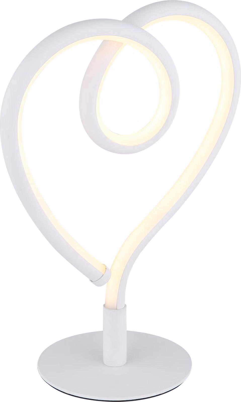 Lampada da tavolo, a forma di cuore, bianco opaco, LED, H 23,5 cm