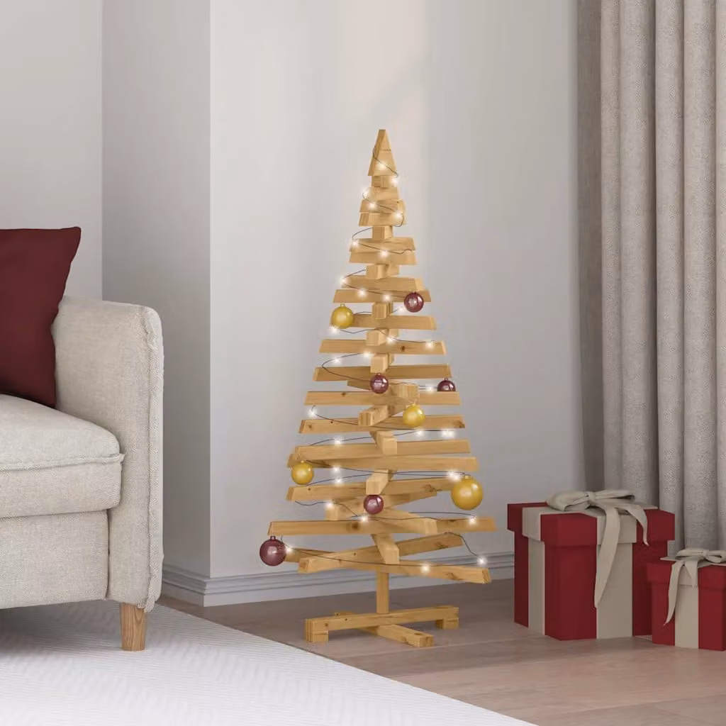 vidaXL Alberi di Natale Marrone 120 cm Legno di pino massello