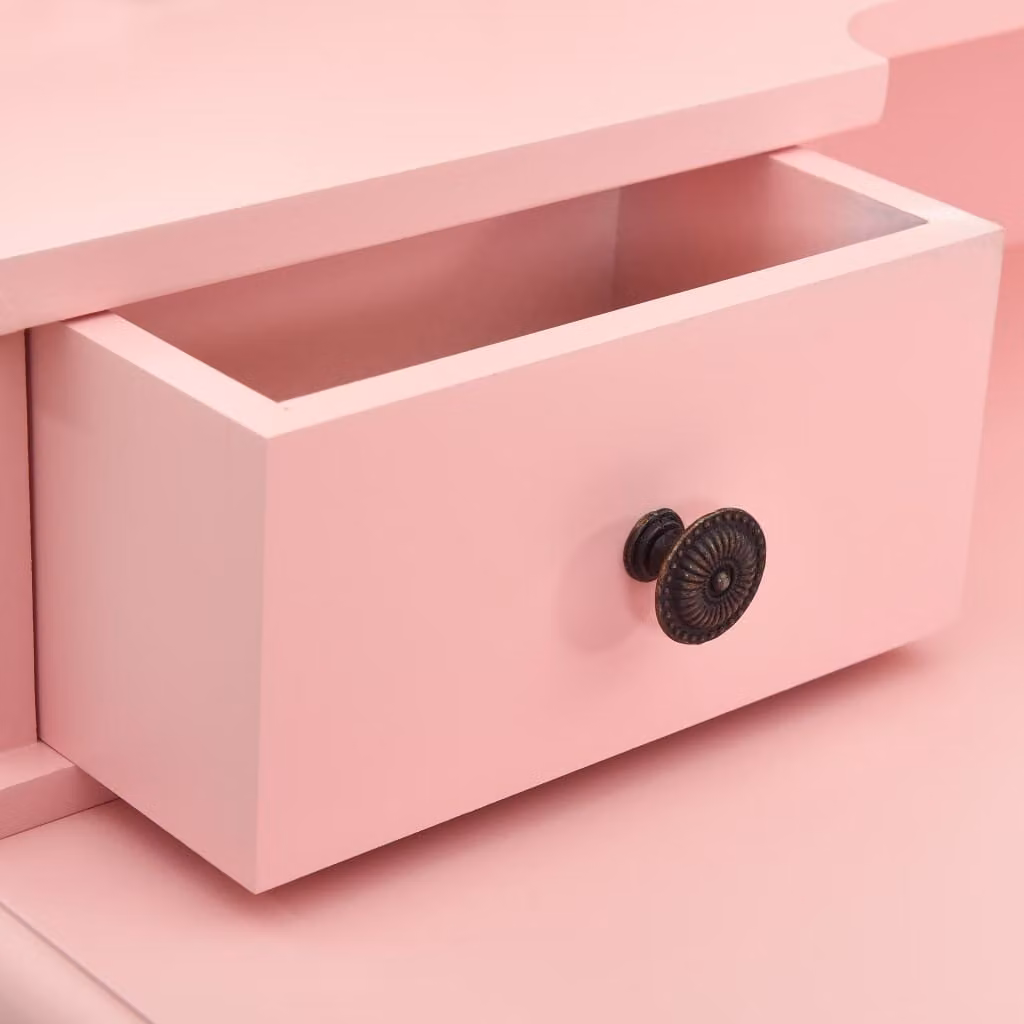 Set tavolino da toilette con sgabello Rosa 80×69×141 cm Legno di Paulownia