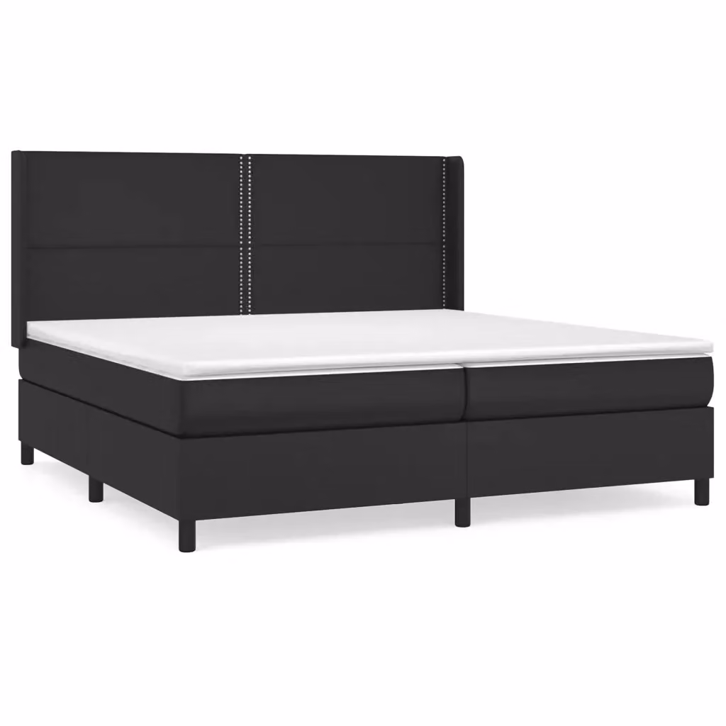 Letto Ibrido con Giroletto a Molle e Materasso vidaXL in Similpelle Nero e Bianco L/P/H: 200 x 200 x 128 cm – 2