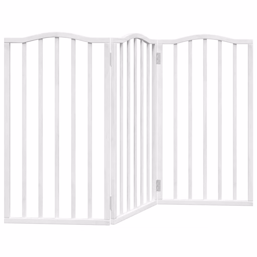 Cancello per Cani Pieghevole 3 Pannelli Bianco 150 cm Pioppo