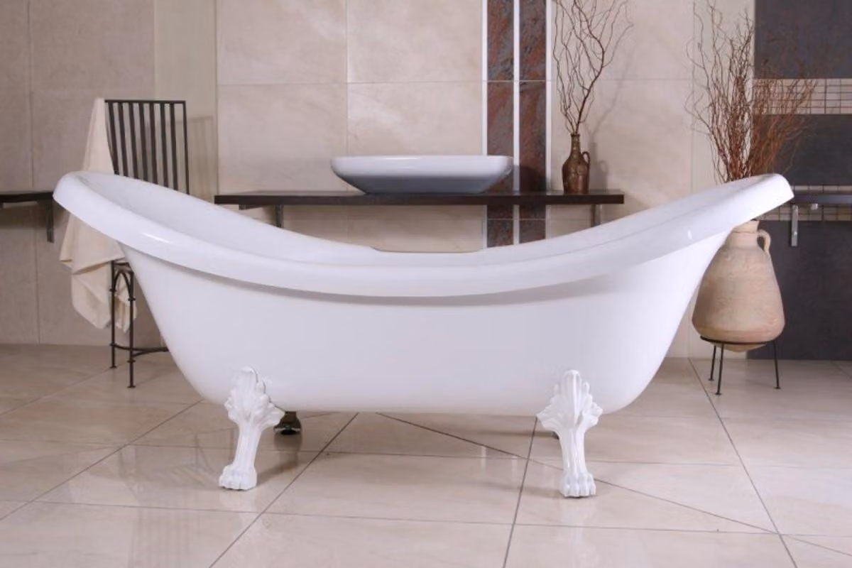 Vasca da bagno freestanding Art Nouveau Venezia bianco/bianco 202 x 83 x 81 cm - Bagno barocco - Vasca da bagno antica rétro