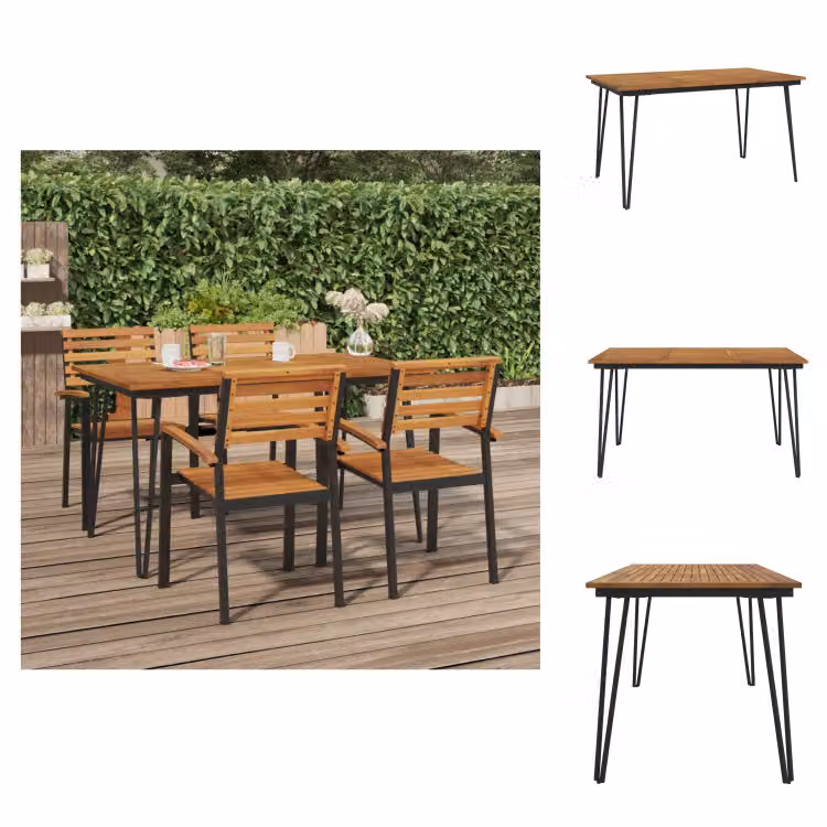 vidaXL Tavolo da giardino con gambe a forcina 140×80×75 cm in legno massiccio di acacia - Tavoli da giardino