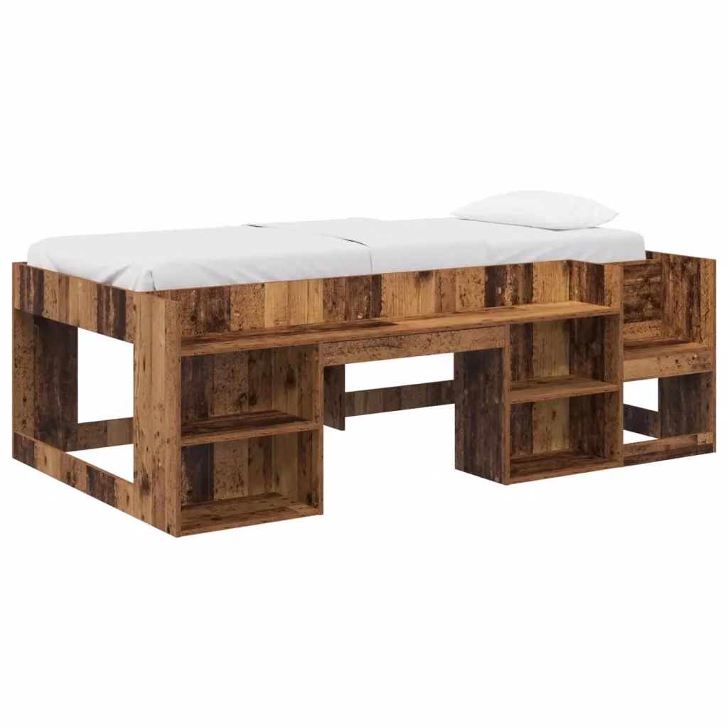 Letto Singolo Rialzato per Bambini vidaXL con Ripostiglio Laterale in Legno Marrone L: 200 cm, P: 120 cm, H: 203 cm – 2