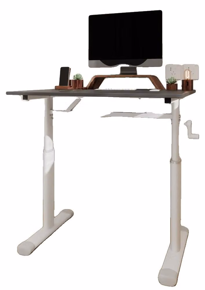 Scrivania regolabile, regolabile in altezza, design multifunzionale, grigia + 60×80 cm