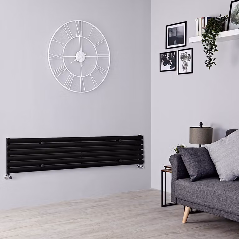 Radiatore di Design Orizzontale - Pannello Singolo - 354mm x 1600mm - Nero - Revive
