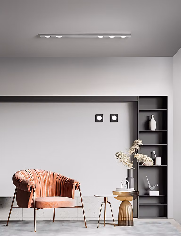 Bottone - Plafoniera Led da soffitto GX53 max 15W, Quadrata 11,5x11,5 cm, Metallo Verniciato, IP20 - Perenz - Nera
