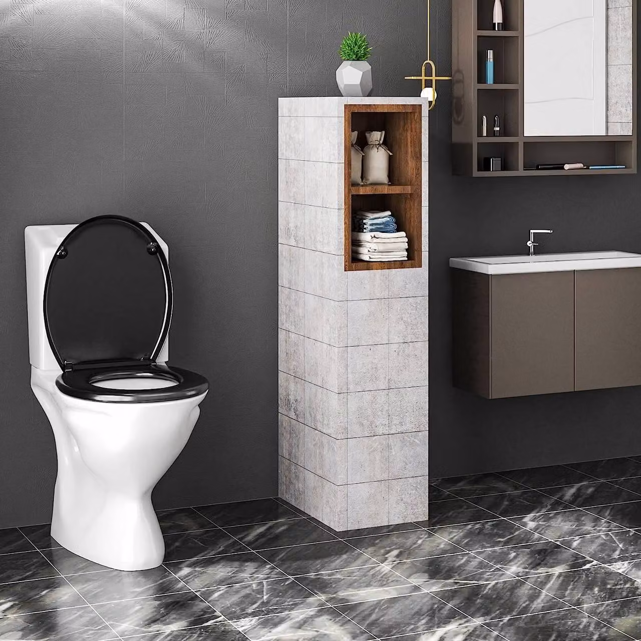 Copertura per WC ovale con sistema di chiusura ammortizzata | Nero
