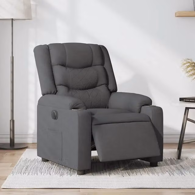 Poltrona Elettrica Reclinabile-Divano Sedia Grigio Scuro in Tessuto 278253