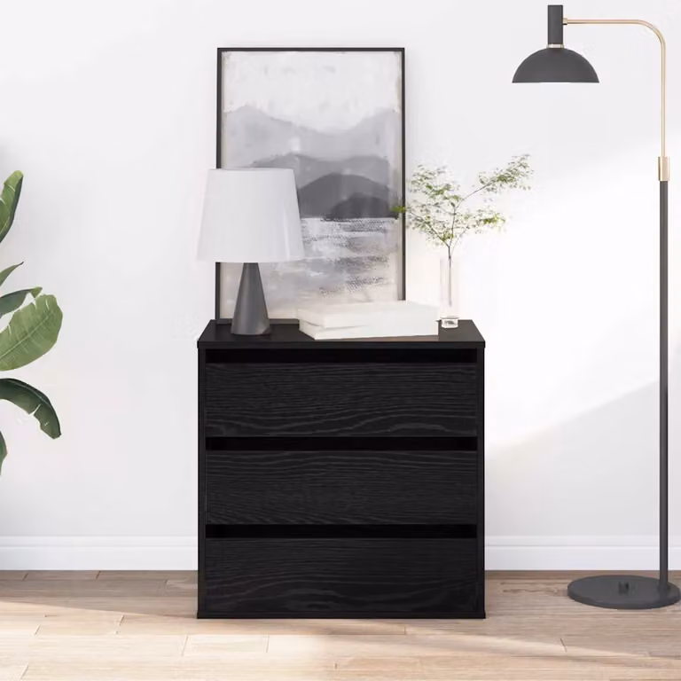 Carrello mobile con 3 cassetti vidaXL nero L: 61 cm, P: 41 cm, H: 58 cm