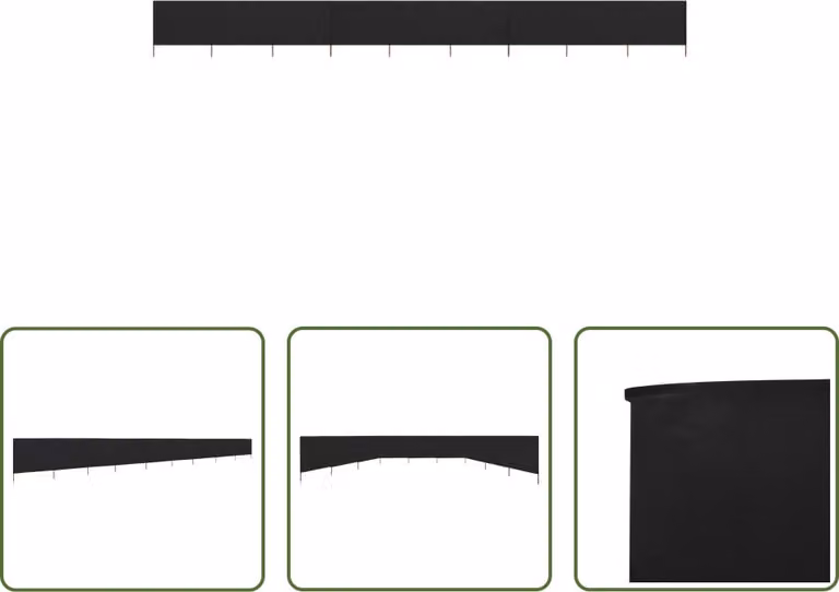 The Living Store Tessuto frangivento 9 pezzi 1200 x 80 cm Nero