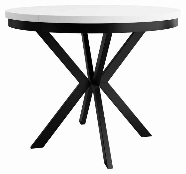 MIRJAN24 Tavolo Edder 120, tavolo da pranzo, gambe in acciaio (colore: nero / bianco artico)