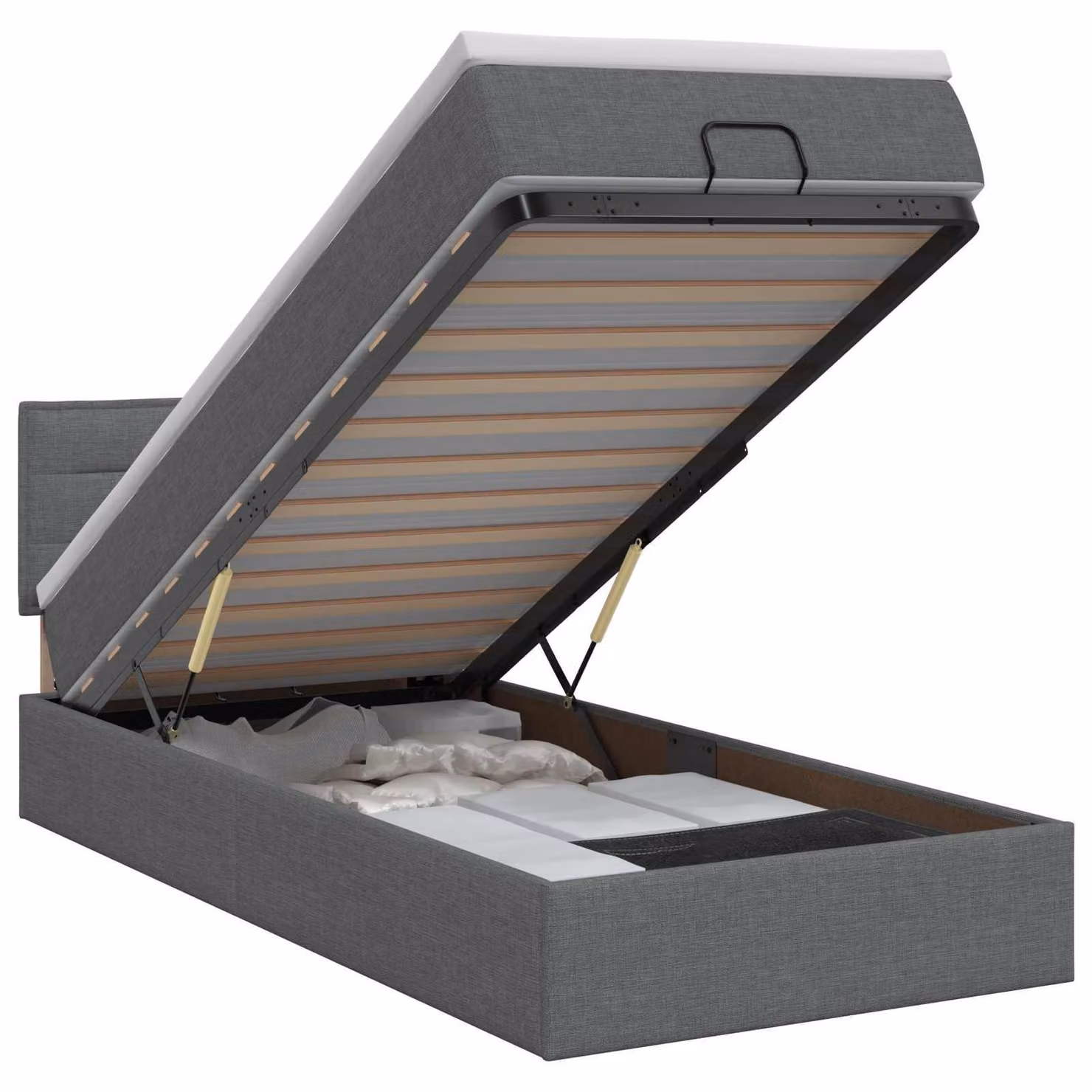 vidaXL Panca letto con materasso, grigio scuro, 90 x 200 cm, rivestita in tessuto