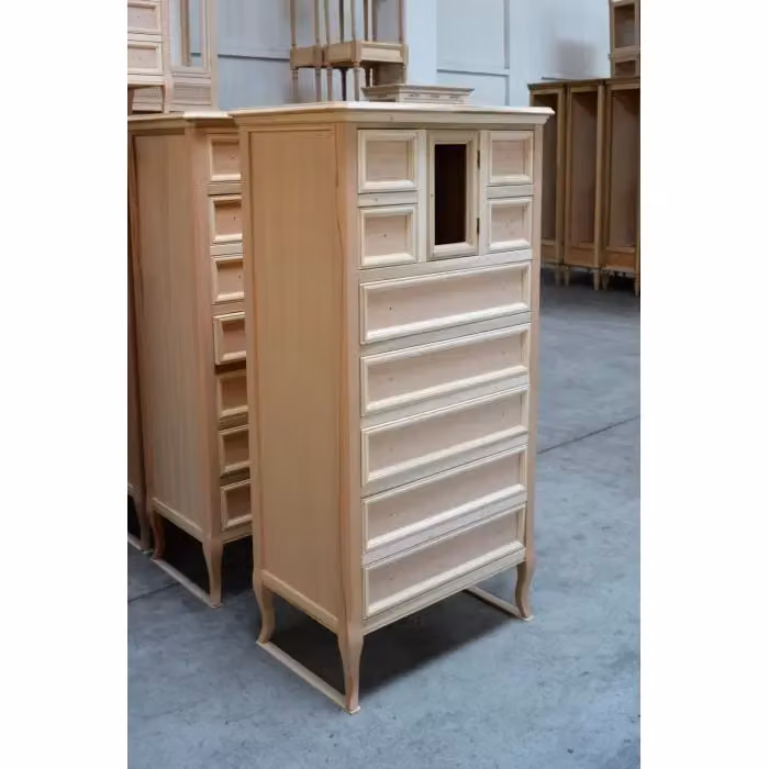 Cassettiera classica in legno di pino grezzo con 9 cassetti Mobili 2G L/P/H: 70 x 43 x 140 cm – 2