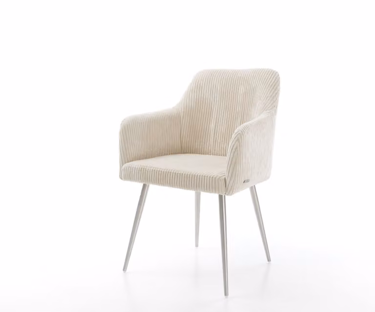 DELIFE Sedia da pranzo Greg-Flex Cord Beige 4 gambe coniche in acciaio inossidabile Molle insacchettate