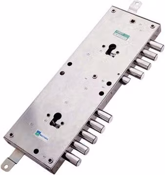 Serratura in metallo Mottura 85574 con doppia faccia sagomata in colore argento