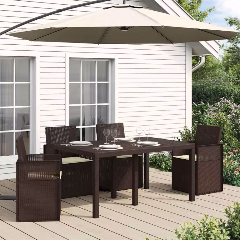 Set di 4 cuscini per seduta vidaXL in poliestere beige, impermeabili, L 47 cm x P 36 cm x H 2 cm