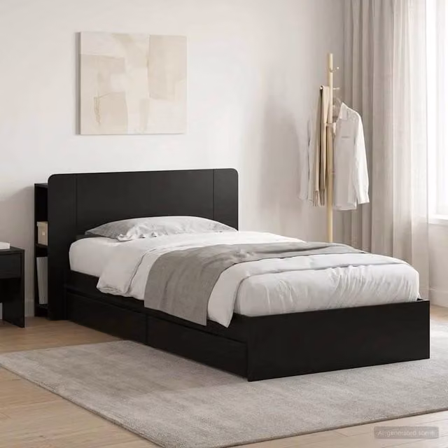Letto con contenitore e cassetti vidaXL in tessuto nero L 190 cm x P 75 cm x H 211,5 cm