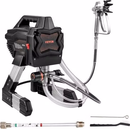 Pistola a spruzzo airless professionale Vevor nera da 650W con erogazione di 1,1 l/min