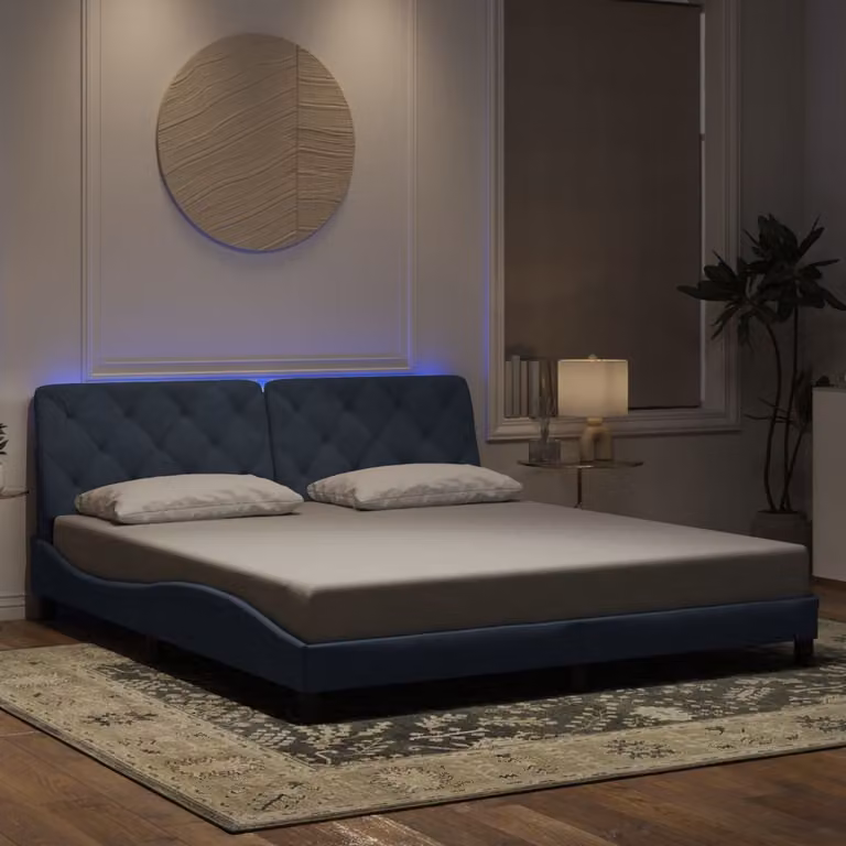Giroletto vidaXL in Velluto Grigio con Illuminazione LED e Porta USB, L/P: 180 x 200 cm