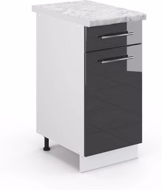 Mobiletto base per cucina Vicco Fame-Line Antracite lucido e Bianco, L: 40 cm