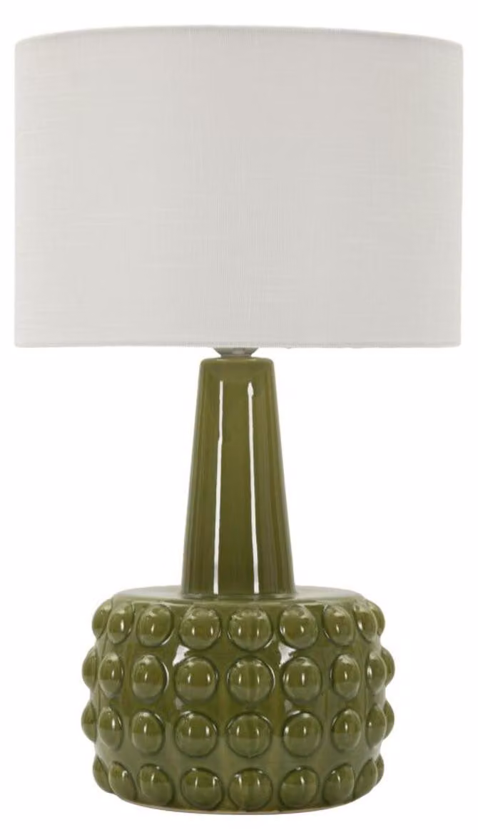 Lampada da tavolo Gress in Vetroceramica verde e tessuto