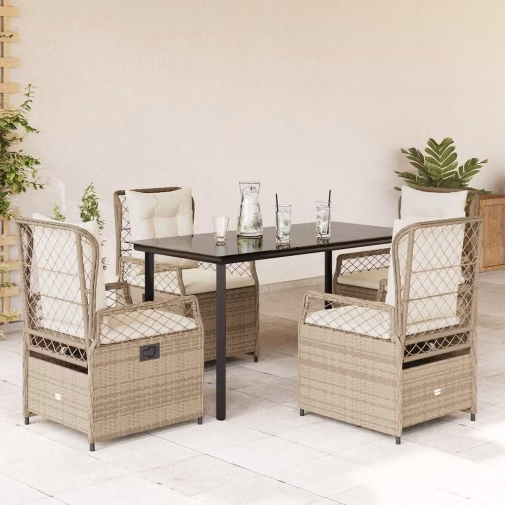 Maison Exclusive - Set da Pranzo da Giardino 5 pz con Cuscini Beige in Polyrattan