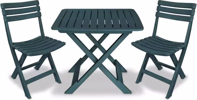 The Living Store Set bistrot 3 pezzi pieghevole in plastica verde