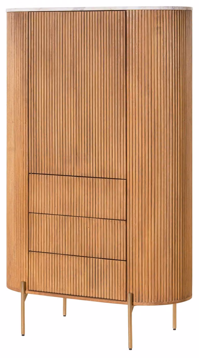 MASSIVMOEBEL24 | Credenza in legno di mango 100x45x160 laccato marrone BARCELONA