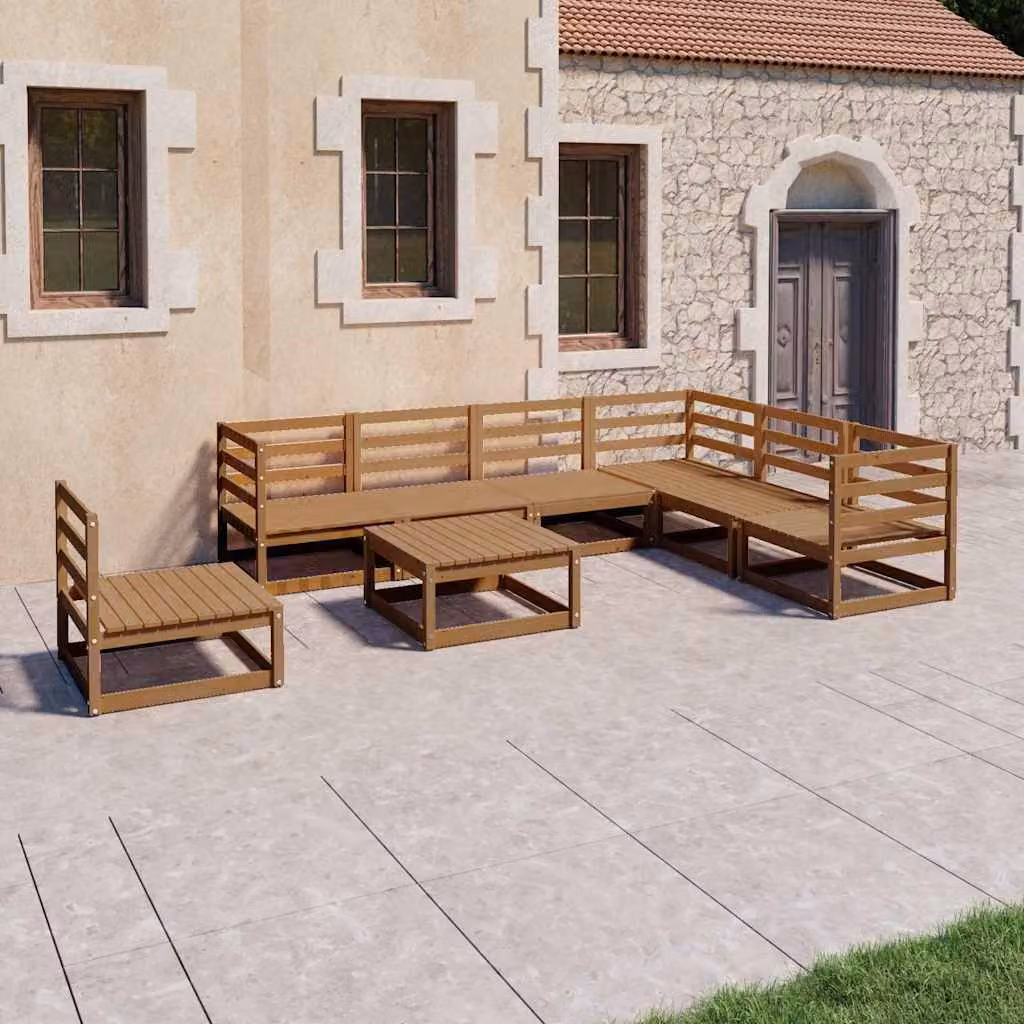 vidaXL Set Salotto da Giardino 8pz Marrone Ambra Legno Massello Pino