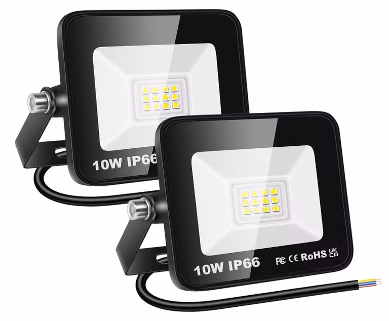 2 faretti LED da esterno, 10W, 1000 lumen, luce bianca fredda