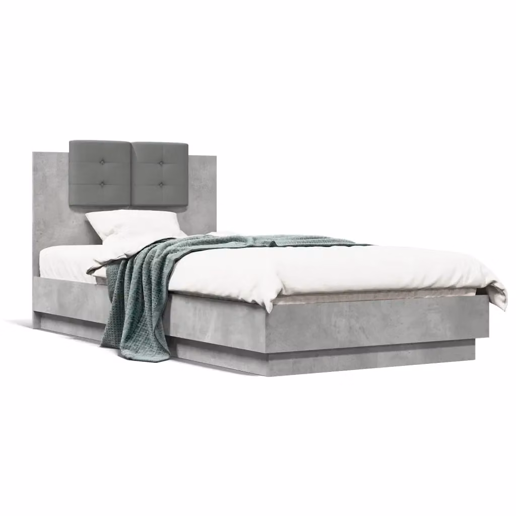 Letto con struttura imbottita e testiera in tessuto vidaXL, colore grigio, in legno multistrato – 2