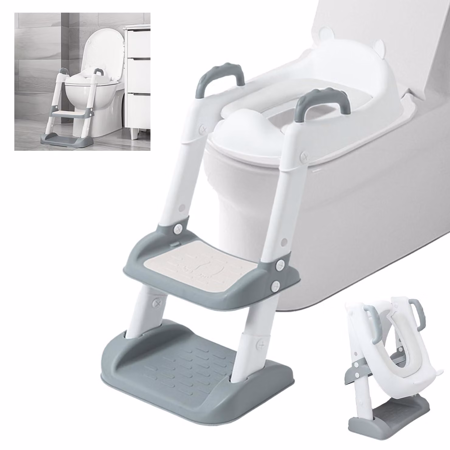 Omgoods - Sedile per WC pieghevole per bambini, 2-in-1