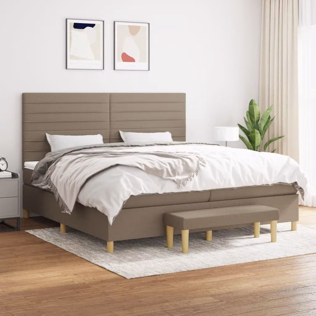 Maison Exclusive - Giroletto a Molle con Materasso Tortora 200x200 cm in Tessuto
