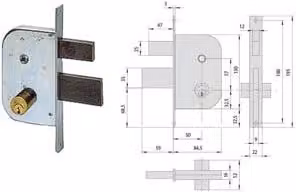 Serratura a infilare per cancelli Cisa con quadro catenaccio e scrocco in acciaio inox color argento Cod 484275
