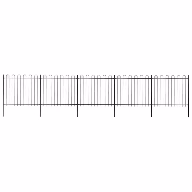 Recinzione da giardino vidaXL in acciaio con parte superiore ad anello, colore nero, L: 838 cm, H: 150 cm