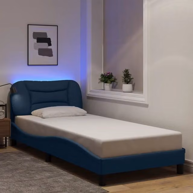 Giroletto Hvar vidaXL in tessuto blu con illuminazione LED e porta USB, L 80 cm x P 200 cm