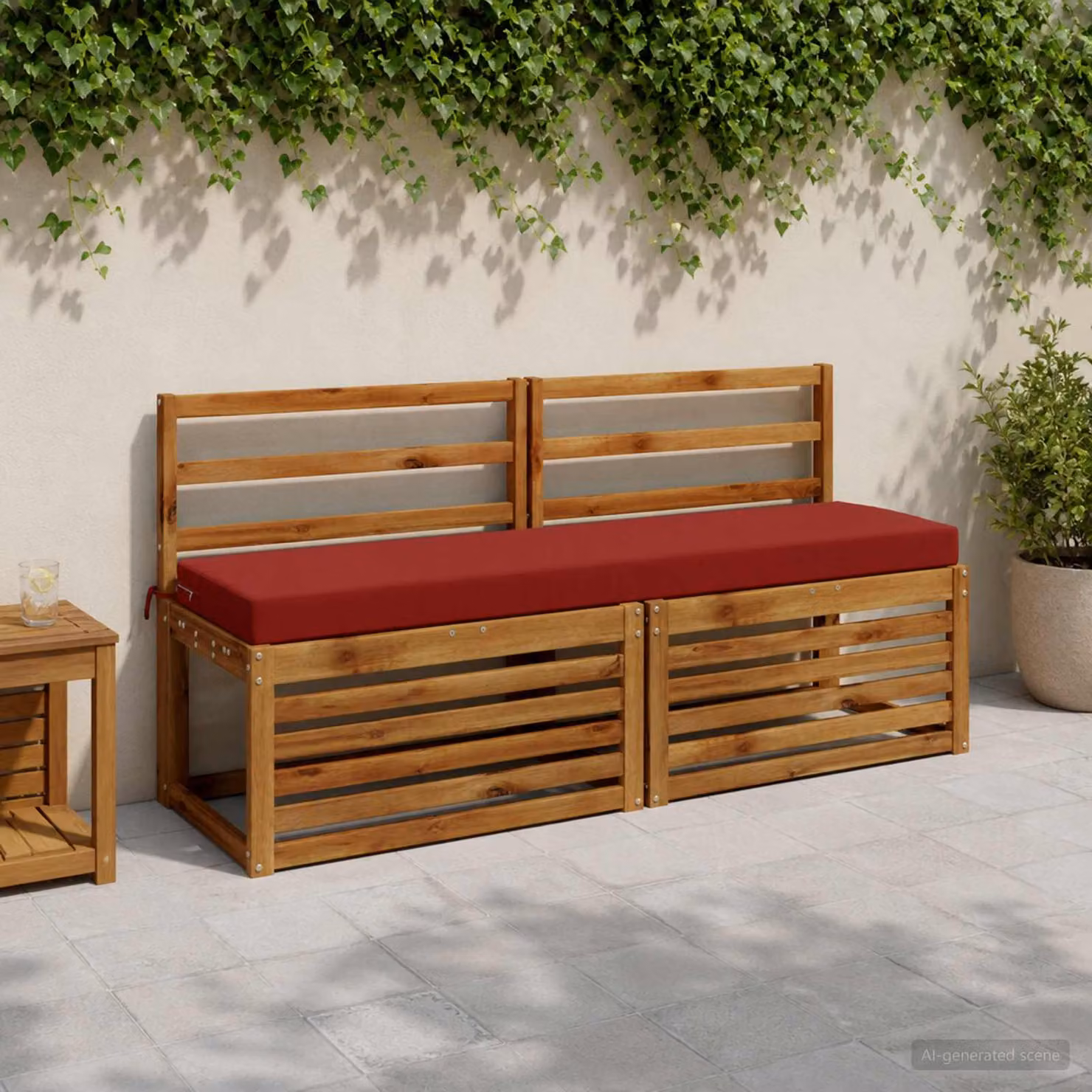 Set di 2 cuscini per panchina vidaXL SOEST rossi in poliestere con rivestimento rimovibile e resistente ai raggi UV