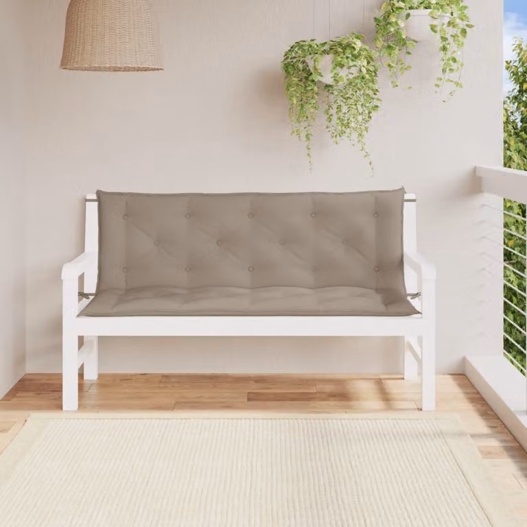 Set di 2 cuscini per panca da giardino vidaXL in tessuto Oxford impermeabile e traspirante, colore tortora, L 150 cm x P 50 cm x H 7 cm