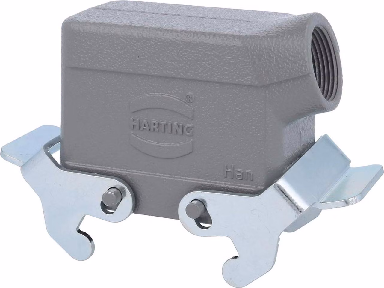 HARTING Han 10B Contenitore a manicotto basso, 1xPG16 uscita cavo laterale, con 2 staffe trasversali Vite PG16 Area di serraggio