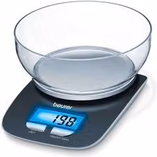 Bilancia da cucina elettronica Beurer KS 25 con display digitale e funzione tara, colore nero o blu, portata 3 kg