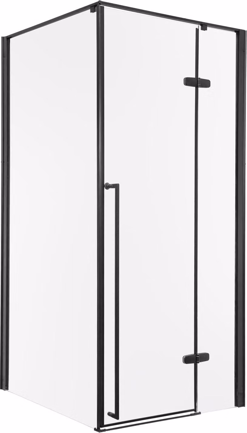 Kerra | Cabina doccia 100×80 Cm - Nero - Design moderno - Vetro temperato, installazione ad angolo, porta unica