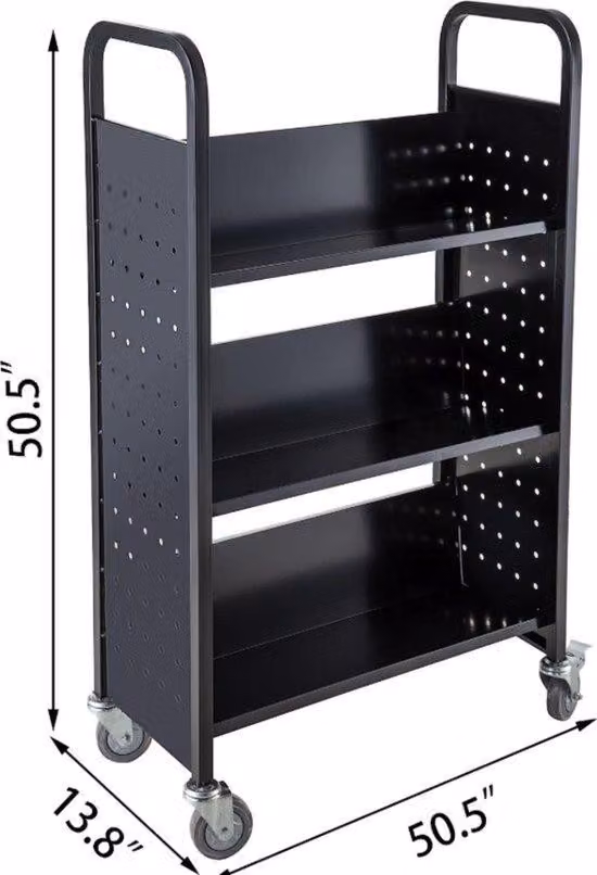 Libreria - 128,2 x 35 x 128,2 cm - Carrello porta libri - Legno