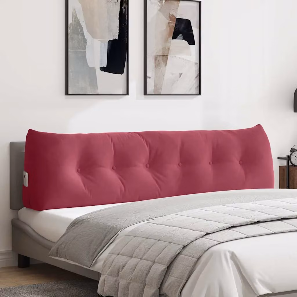 Cuscino per schiena ergonomico vidaXL in velluto rosso, L 180 x P 50 x H 24 cm
