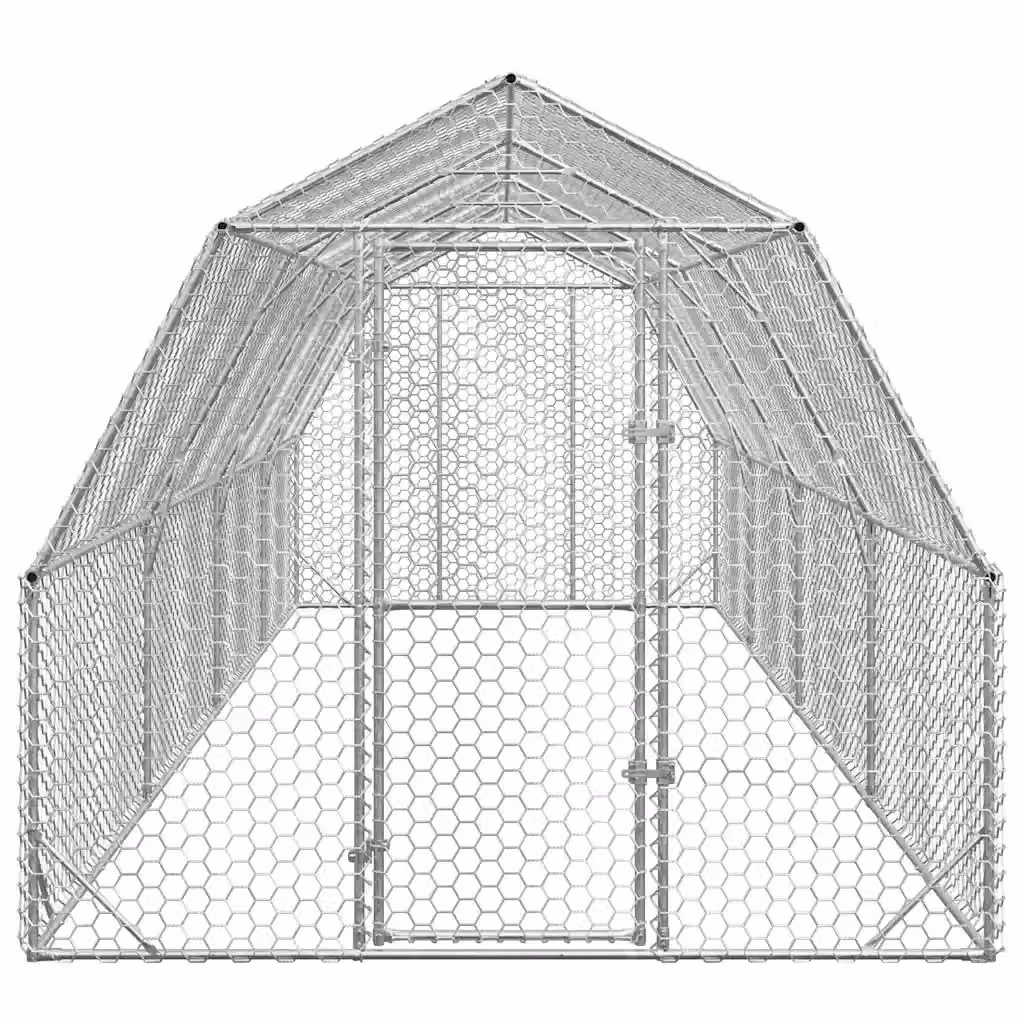 Recinto per polli in acciaio zincato color argento Videx L: 8 m, P: 2,5 m, H: 2,25 m – 2